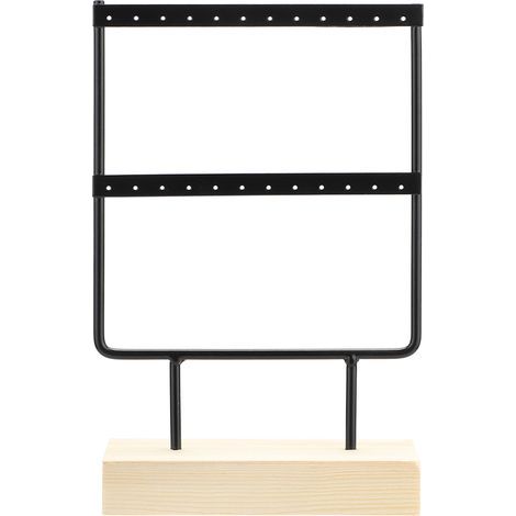 24 Trous Support Élégant en Métal pour Stockage de Bijoux, Présentoir à Boucles d'Oreilles et Colliers, Organisateur de Rangement pour Maison Noir (1/5)