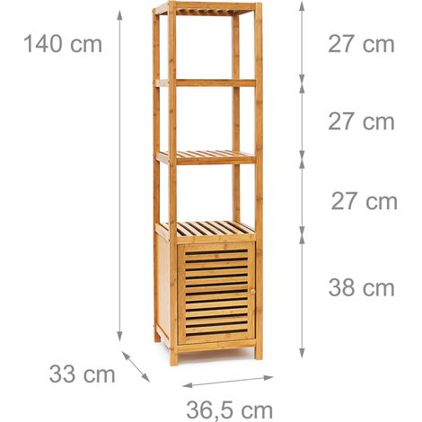 Estantería de baño y cocina práctica 80 x 36,5 x 33 cm diseño nórdico decorativo de bambú natural 130005177 (1/4)