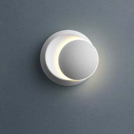ZOLGINAH Appliques Murales Interieur Blanc Lampe Murale LED 5W Moderne Applique Murale Blanc Chaud Créatif Eclipse 2 en 1 Fer Applique Murale Lampe Led (Blanc) (1/3)