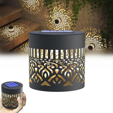 Lampes solaires décoratives mandala, lampes solaires mandala d'extérieur, appliques murales/de terrasse à énergie solaire en métal, style bohème, étanches (1pc)