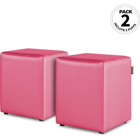 Puff Cubo Polipiel Fucsia PACK 2 UNIDADES Fucsia