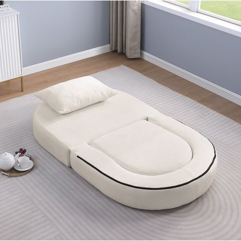 Klappbarer Schlafsessel 101x90x41 cm beige mit Kissen, Textilbezug, MEUBLIV (1/5)