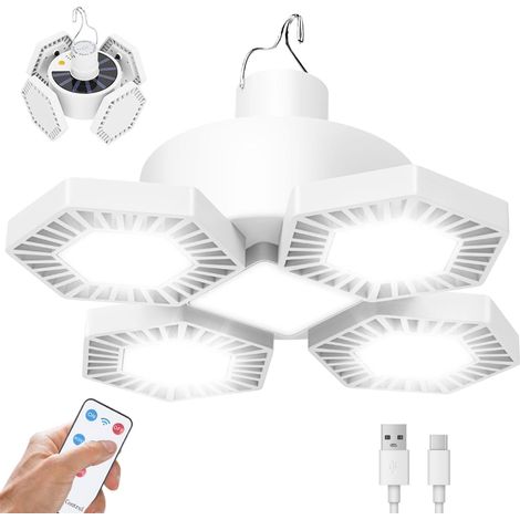 Lampe de camping solaire USB avec télécommande, lampe de tente étanche, économie d'énergie, 5 modes. (1/5)