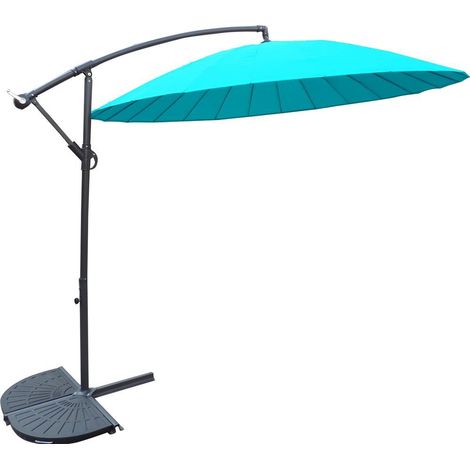 Shanghai Canopy Cantilever Parasol - Steel/Fibreglass/Polyester - L300 x W300 x H255 cm - Aqua (1/2)