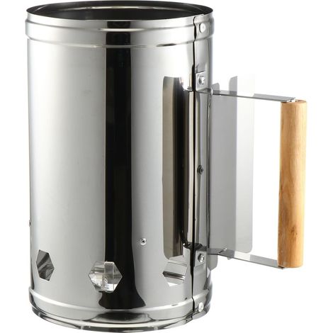 Seau allume-feu robuste en métal avec poignée en bois, 1 pour une utilisation en extérieur, outil de barbecue (1/5)