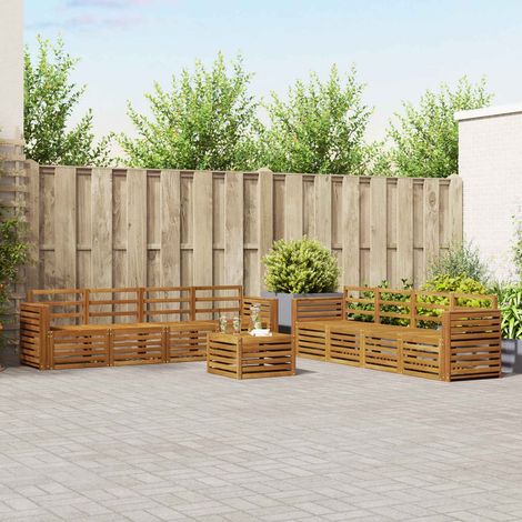 vidaXL Outdoor-Sofagarnitur 9 Stk. Natur (1/5)