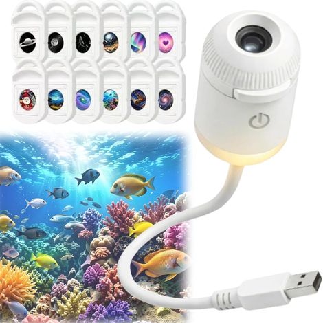 Projecteur de veilleuse holographique dynamique 5D HD intelligent, projecteur d'étoiles HD Plug and Play, lampe projecteur galaxie et lune USB 360° - FX - (1/5)