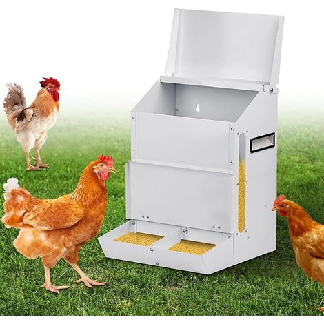 Automatic Rat Proof Chicken Feeder Chicken Feeder with Lid Hanging Dispenser without Waste Galvanized Outside for Quail Bantams (1/5)