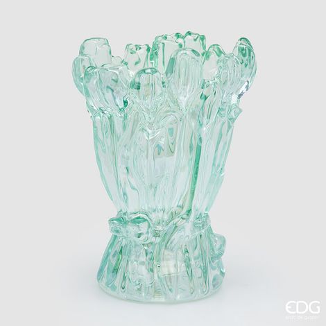 EDG Enzo De Gasperi Vaso Tulipano H 30 Cm D 22 Cm Vetro Scatola Bianca Green