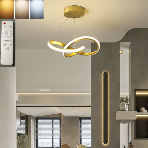 Suspension linéaire, Puissance de 27 W, Luminaire suspendu circulaire, Hauteur réglable, Idéal pour hôtels et appartements (30 cm, Télécommande incluse) (1/5)