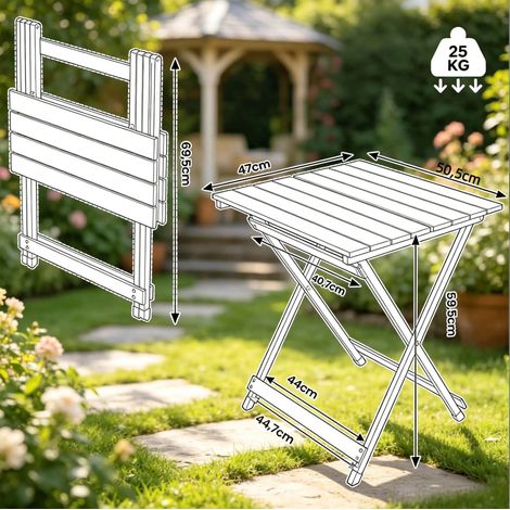 Table pliante de camping en alliage d'aluminium 50,5x46,5x60 cm avec pieds antidérapants (1/5)
