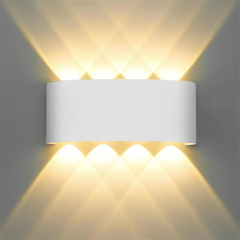 Applique à LED applique extérieure à l'intérieur Applique à LED 8W Applique murale à LED IP65 Lampe de salle de bain étanche moderne à effet lumineux haut et bas (blanc 8W blanc chaud) (1/5)