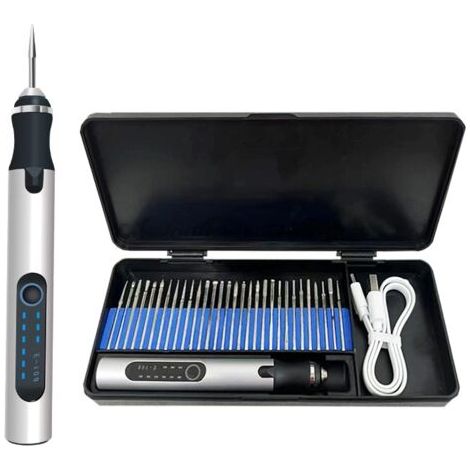 BUNTHAUS Stylo Graveur Électrique, Graveur Électrique Mini Outil Graver Bricolage, Mini Stylo De Gravure USB Rechargeable Stylo Graveur Multifonctionnel, Pour Bijoux Métal Verre Pierre Plastique Bois,