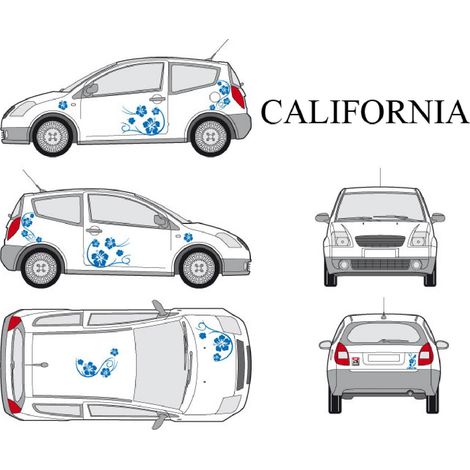 Set complet Adhesifs -CALIFORNIA- Bleu - Taille S - Car Deco