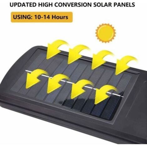 Lampada solare da esterno, lampione a LED da 6000 lumen, faretto solare con sensore di movimento, 3 modalità, impermeabile IP67 per giardino, garage, cortile, scale, patio (confezione da 2 pezzi) (1/4)