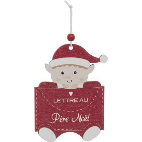 Adorno para el árbol de Navidad con letras sobre un soporte de madera rojo y blanco - Feeric lights & christmas (1/5)