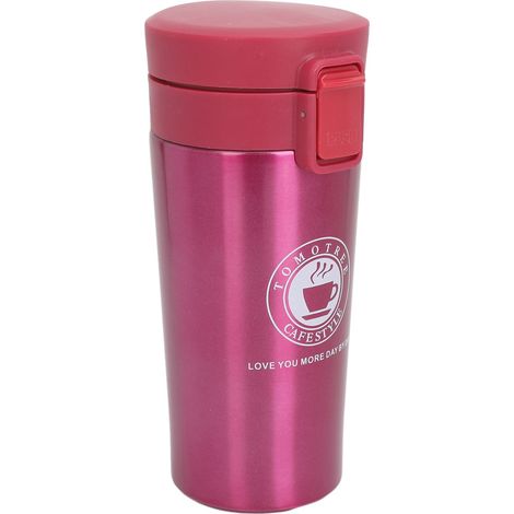 Tasse à café isotherme double paroi en acier inoxydable, portable, couvercle à pression, bouteille à café isotherme rouge 380 ml (1/5)