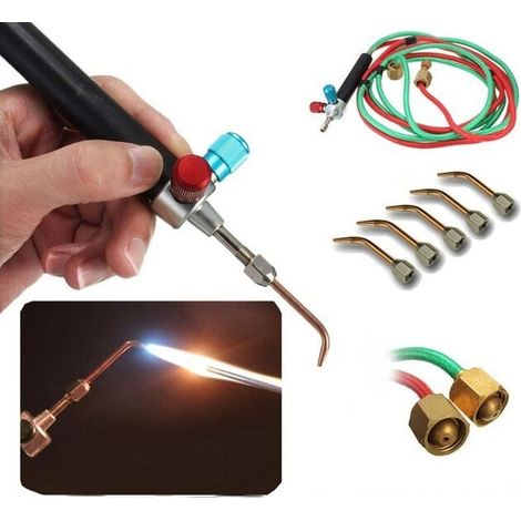 Micro micro gaz petite torche torche torche bouteille d'oxygène, torche avec 5 embouts pour tuyaux - bijoux commercial acétylène