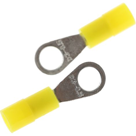 Cosses à œillet RS PRO, Isolé, Jaune, 0.5mm², M3, 5mm