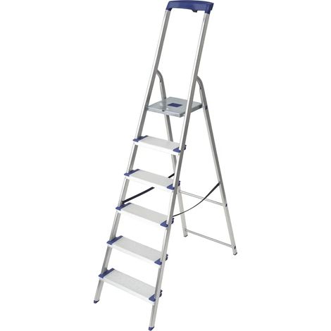 Scala in alluminio - gradini profondi mm 120 - Facal Maxi - Varianti: GM/6M - 6 grad - h (chiusa:204 - pedana:127 - alt lavoro:317)cm (1/3)
