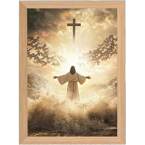 Lampe Jésus, cadre photo lumineux LED 4D, veilleuse inspirante pour la décoration de la maison, du bureau ou de la chambre à coucher chrétienne (1/5)
