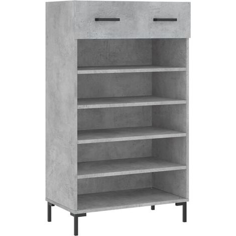 Meuble à chaussures en béton gris, dimensions 60x35x105 cm, fabriqué en bois d'ingénierie. (1/5)