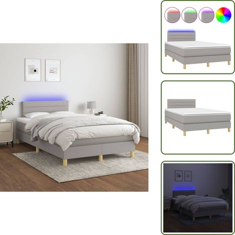 Sommier à lattes de lit matelas LED Gris clair 120x200 cm Tissu - Sommier Tapissier - Lit Plateforme - Lit Avec Rangement - Lit Design - Lit Moderne (1/5)
