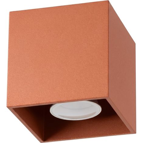 Plafoniere Quad ocra rossa 10x10x10cm Alluminio Sollux (1/5)