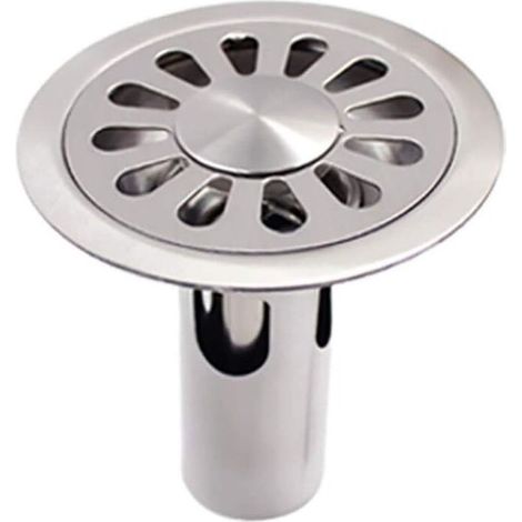 Siphon de sol rond en acier inoxydable brossé, adapté pour salle de bain, cuisine, buanderie, jardin