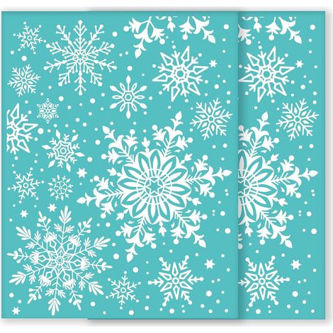 Lot de 2 pochoirs de Noël autocollants pour sérigraphie - 21,6 x 27,9 cm - En maille - Flocon de neige - Pâte à craie - Pochoirs réutilisables pour décoration de Noël (1/5)