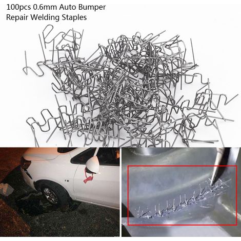 Lot de 100 agrafes de soudure pré-découpées 0,6mm pour réparation pare-chocs auto, outil kit style vague, fixation carrosserie (1/5)
