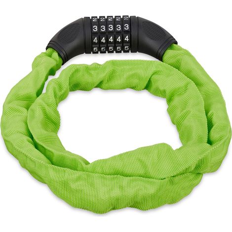Catena lucchetto bici con codice lunghezza 120 x 2,2 cm sicurezza ottimale per famiglia stile contemporaneo in acciaio nero 130006094
