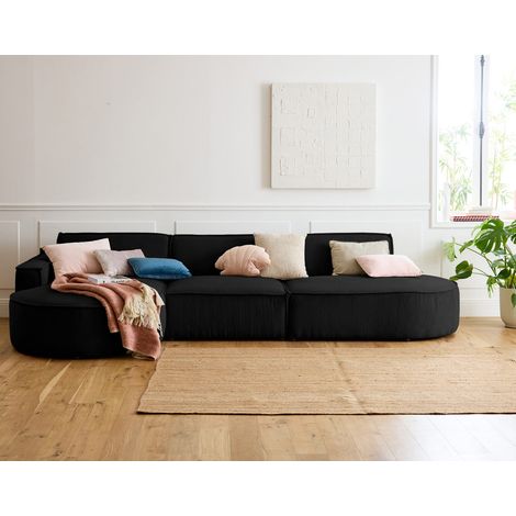 Spiaggia - ecksofa links - abgerundete form - 5 sitzplätze - aus cordstoff - schwarz