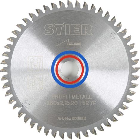 Lame de scie circulaire STIER Profi, métal, 160x2, 2x20 52TF, angle de coupe négatif -5°