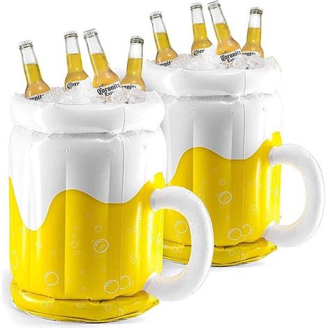 Vaso de cerveza inflable, Cubitera portátil para exteriores, Nevera flotante con forma de vaso de cerveza, Nevera portátil duradera, 1 PIEZA (1/5)