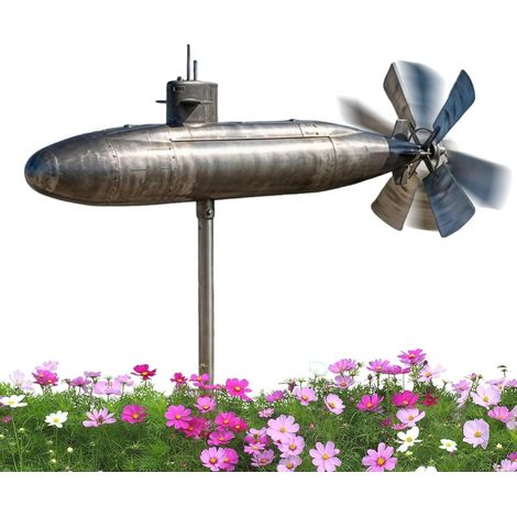 Submarine Wind Spinner Décor De Sculpture De sous- De Jardin Moulin À Vent De Patio – pour Cour, Patio, Porche, Pelouse, Parterre De Fleurs, Balcon, Pendaison De Crémaillère De Vacances. (1/5)