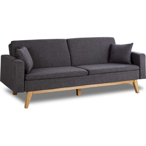 Canapé convertible 3 places – Dimensions 201x73x79cm – Système d'ouverture clic-clac – Tissu résistant et anti-froissage – Nalui (1/5)