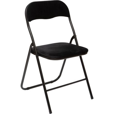 Five Simply Smart – Chaise pliante en velours noir 79cm – Hauteur d'assise 43cm – Confort optimal et design raffiné – Facile d'entretien (1/2)
