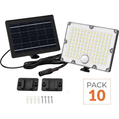 Pack de 10 - Projecteur Led Solaire Extérieur 9W IP65 3-CCT Détecteur de Lumière et de Mouvement - SILAMP (1/2)