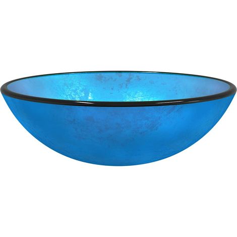 Lavabo de vidrio templado azul 42x14 cm vidaXL