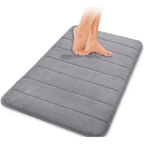 Greensen Salle de Bain Mat à l'eau Absorbant Le Tapis Doux dérapé épaissie pour la Salle de Bain Cuisine Chambre Gris Clair 40x60cm (1/5)
