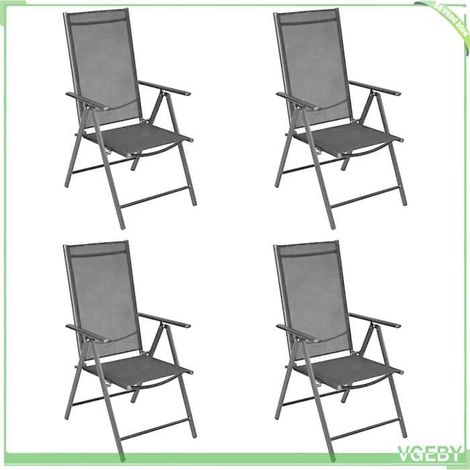 Ensemble à manger de jardin - FAFEICY - 3070649 - Aluminium enduit poudre - 4 personnes - Chaises textilène 7 positions (1/5)