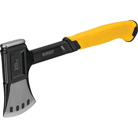 Dewalt – Hachette de camping en acier 567 g – Manche ergonomique en caoutchouc – Tête arrondie pour coupe précise – Protecteur inclus