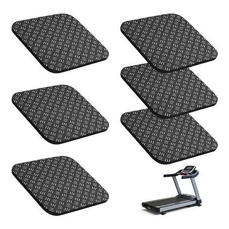 Double Sided Non-Slip Treadmills, 10 x 10 x 0.5 cm, PU Anti-Vibration Pad, Rubber Mat for Exercise Bike, Washing Machine, Black (1/5)