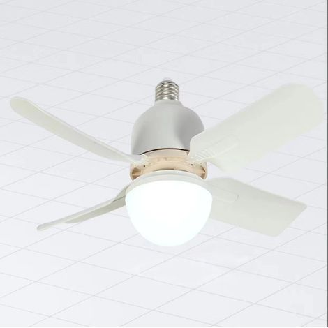 Ventilateur-lustre LED 24 W avec télécommande, abat-jour blanc mat, culot E27, 4 vitesses réglables, design moderne et compact – idéal pour salon ou chambre à coucher (1/4)