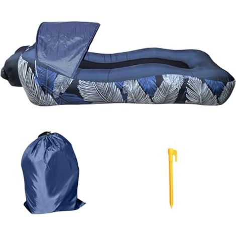 Chaise longue gonflable avec pare-soleil unique, lit de plage avec oreiller, canapé portable imperméable et auto-gonflable pour randonnée, voyage dans le jardin (B) (1/5)