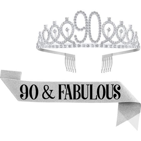 Ensemble couronne et bandoulière pour fête d'anniversaire (10, 13, 18, 21, 30, 40, 50, 60, 70, 80 ans) (1/5)