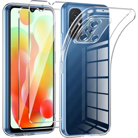 Coque pour Xiaomi Redmi 12C avec 2 Pièces Protection Écran en Verre Trempé,Ultra Transparente Silicone en Gel TPU Souple pour Redmi 12C 4G Couqe,Antichoc Anti-Jaune Etui Bumper (1/5)
