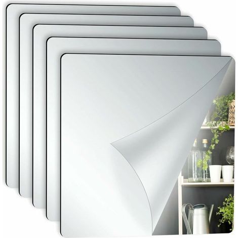 Miroir mural 5 Pièces Carreaux Miroir Autocollants, Carreaux Muraux Miroir Autocollant Acryliques Décoratifs Adhésif À Coller Pour Cuisine, Salle De Bain, Salon, Miroir Mural (1/5)