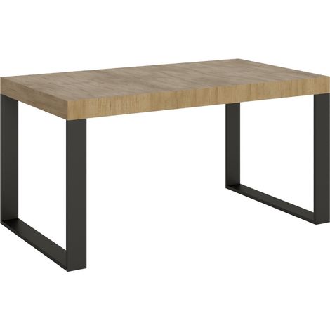 Table à manger extensible Tiroz 2 rallonges fines 160 à 264 cm 4 pieds-Naturel-4 pieds-2 rallonges fines-160 à 264 cm (1/5)